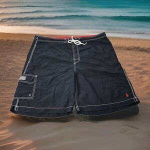 Polo‎ Ralph Lauren Swim Trunks Mens 2XL Black Lined Pockets 42" Embroidered Logo